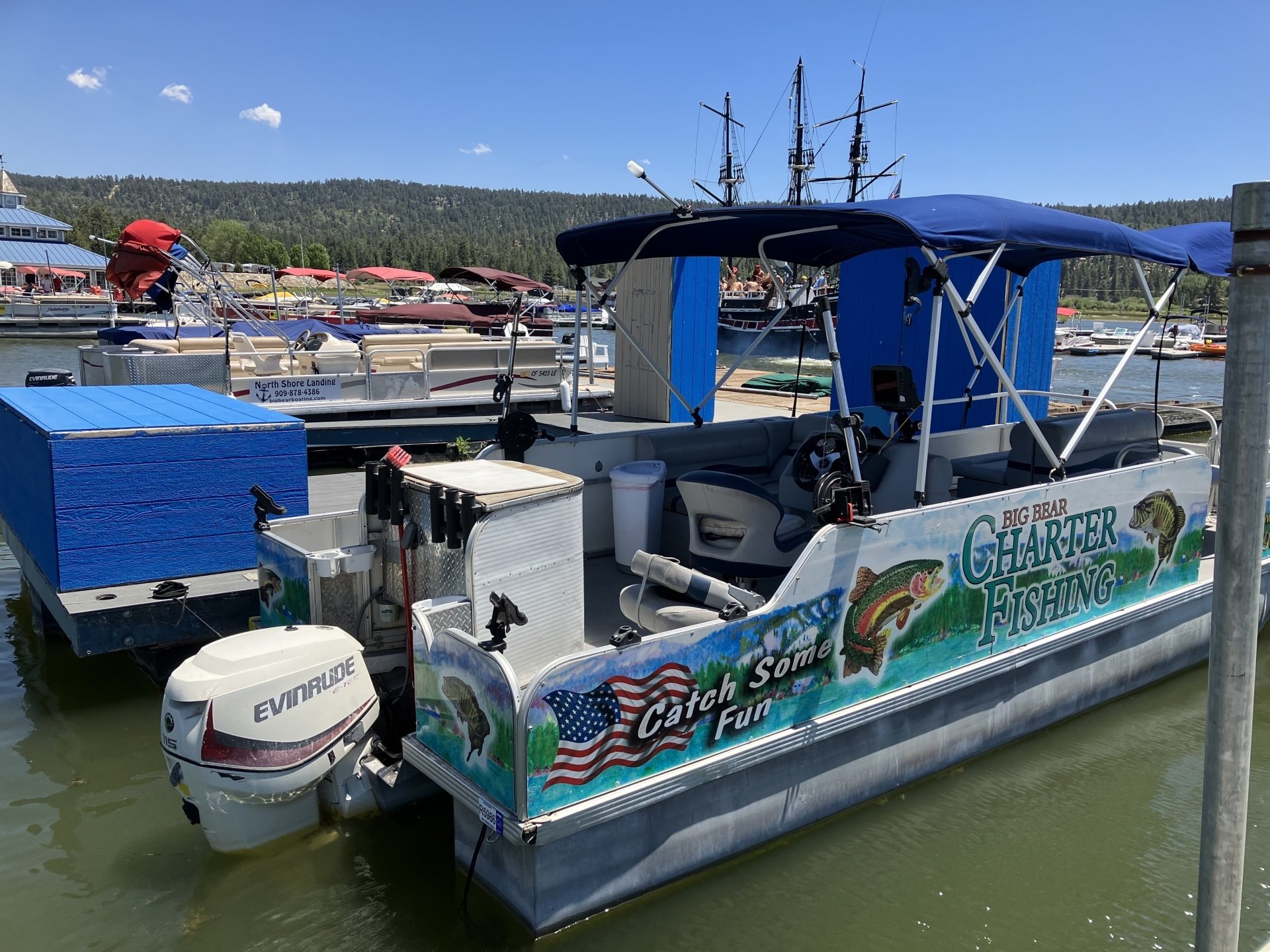 The Big Bear Charter Fishing boat tied up at the Holloway's dock
